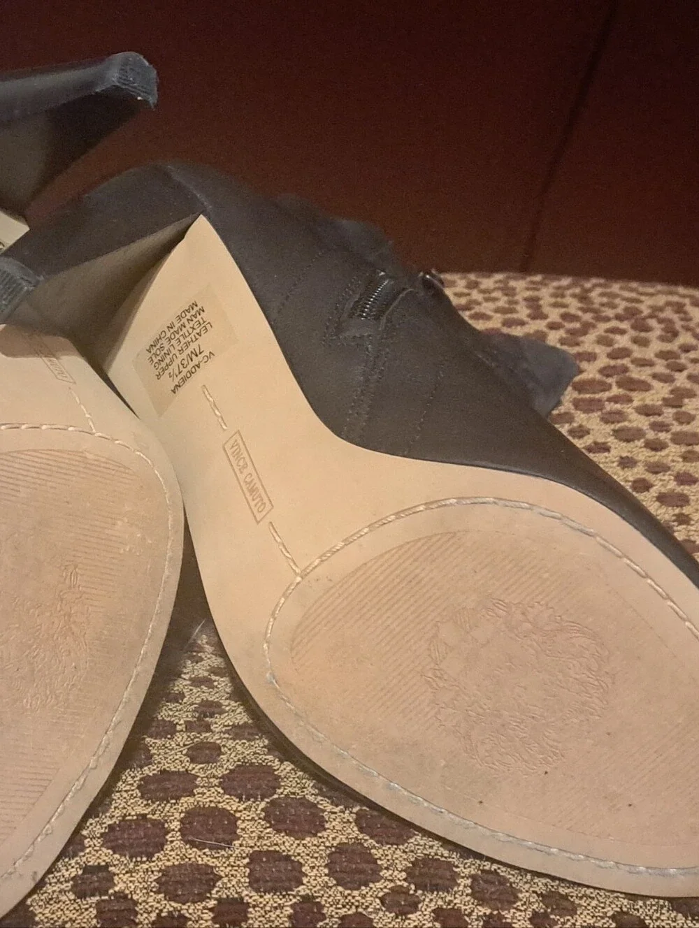 Vince Camuto Black Peep-Toe Ankle Booties with Side Zipper